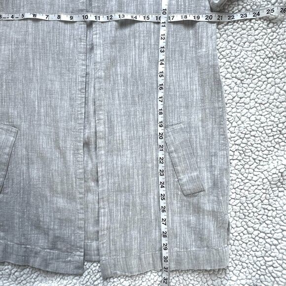 F&F Linen Blend Open Front Oversized Tab Sleeve Grey Marled Cardigan Blazer SZ 6 - Picture 11 of 13